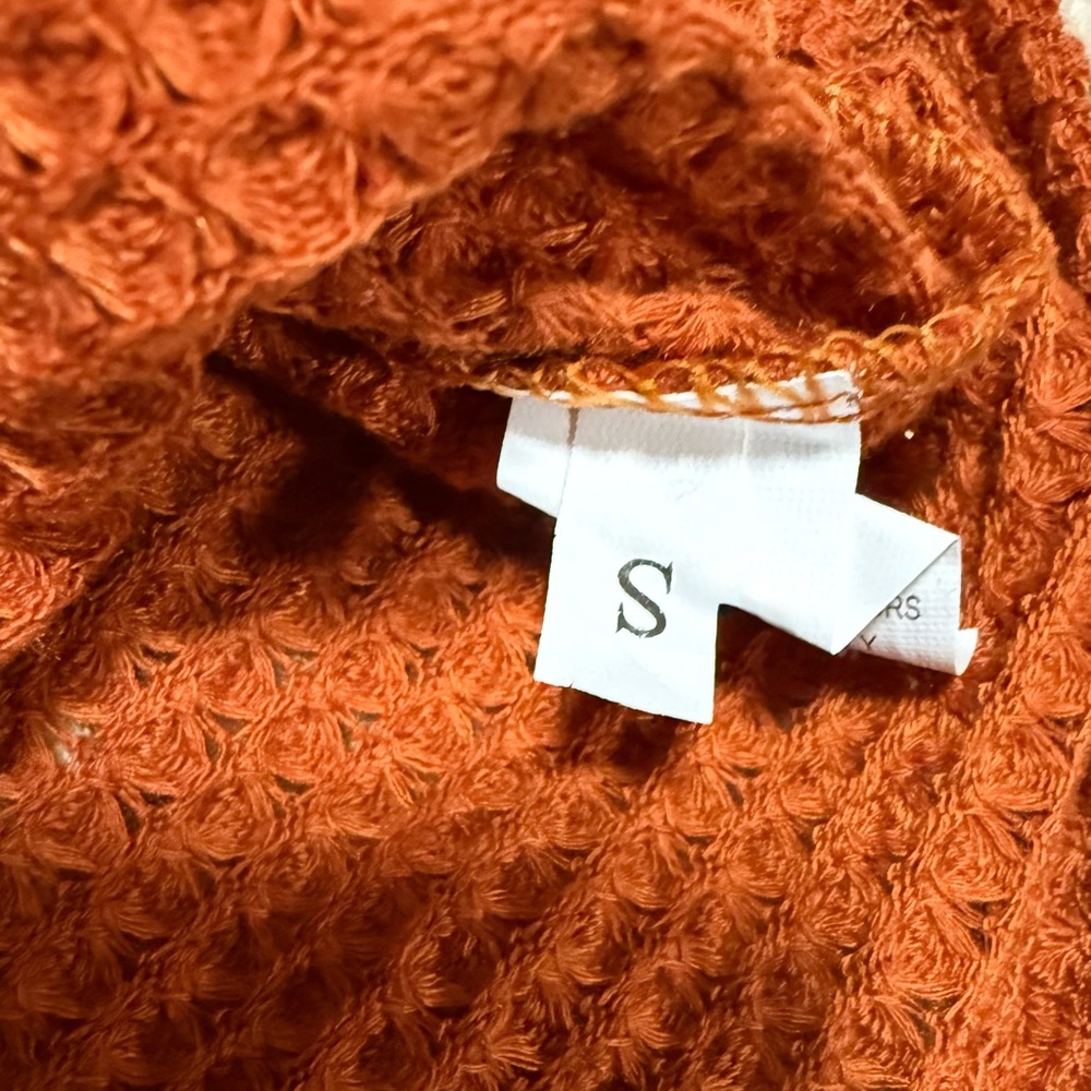 Orange Textured Waffle Knit Women's Top - Picture 6 of 6